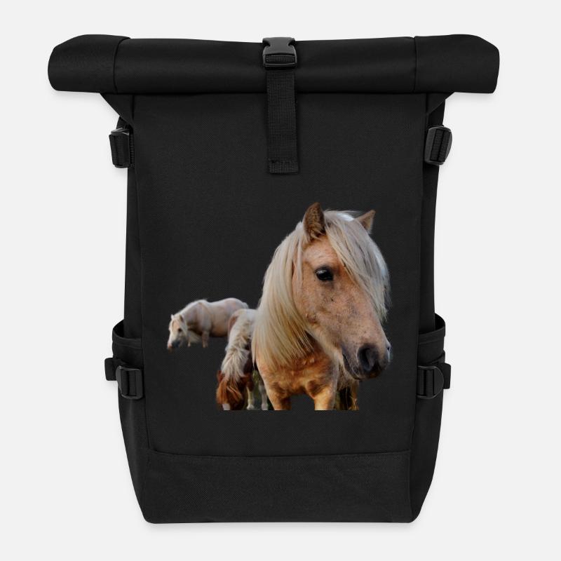 Pferde auf der Weide - Rolltop Rucksack - Schwarz