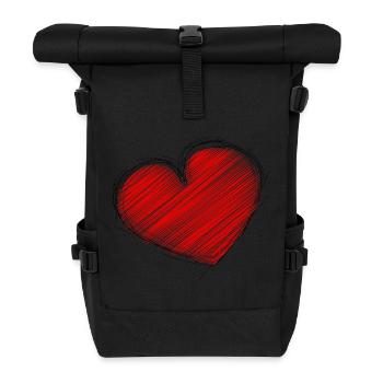 HERZ. HERZ. HEILIGER VALENTIN. LIEBE. LIEBE. WEIHNACHTEN - Rolltop Rucksack - Schwarz - Vorne