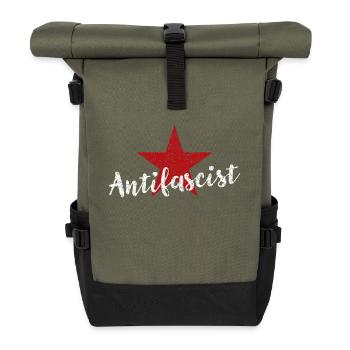 Antifaschistischer Roter Stern - Rolltop Rucksack - Olive/Schwarz - Vorne
