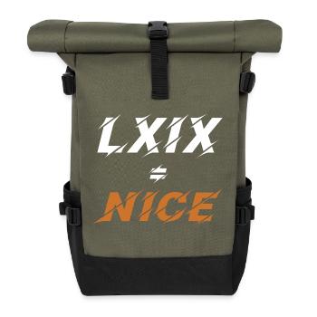 69=nice in roman numerals - Roll Top Backpack - olive/black - Front