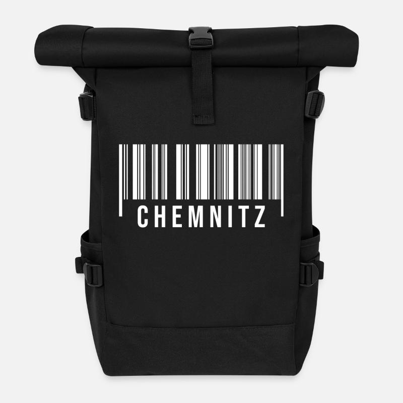 Erzgebirge Strichcode Chemnitz - Rolltop Rucksack - Schwarz