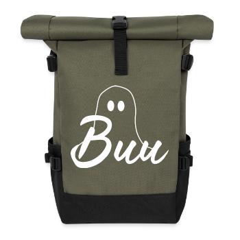 Halloween T-shirt Gespenst spooky cute Shirt - Rolltop Rucksack - Olive/Schwarz - Vorne