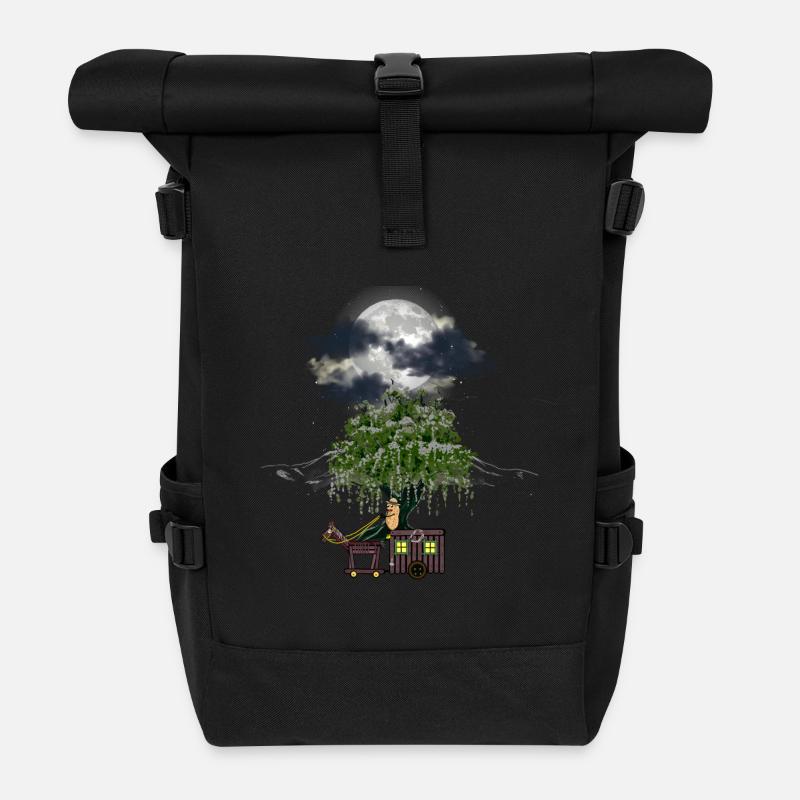 Erdnuss Erdnüsse Kutsche Vollmond Reise Abenteuer - Rolltop Rucksack - Schwarz