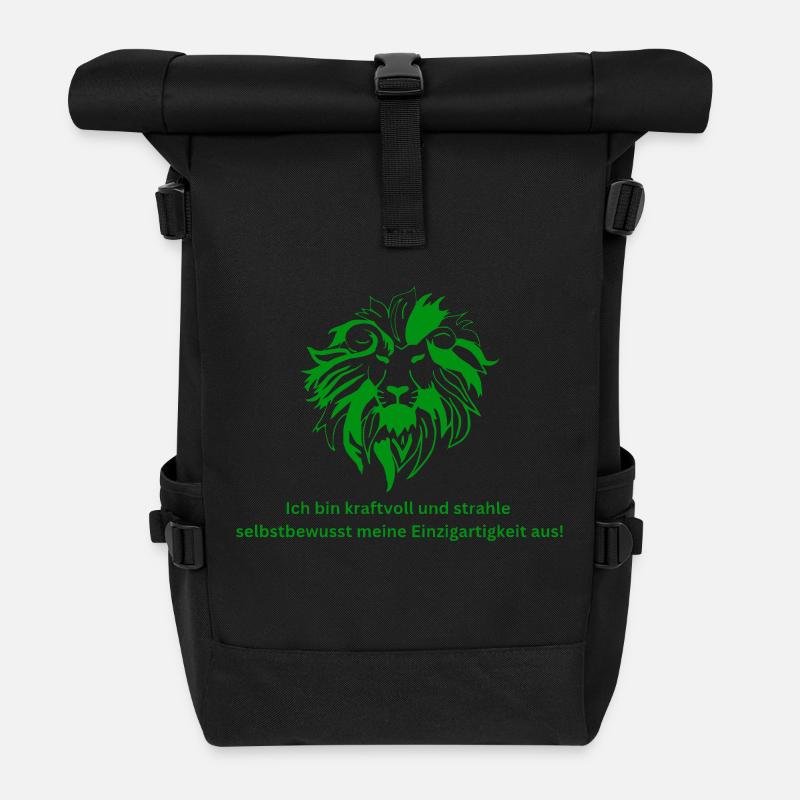 Sternzeichen Löwe - Rolltop Rucksack - Schwarz