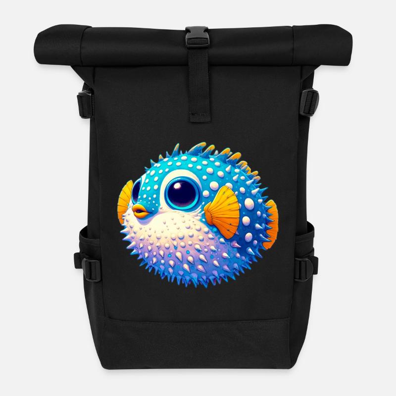 Kugelfisch - Rolltop Rucksack - Schwarz