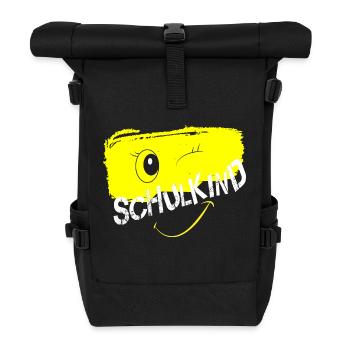 Schulkind 2025 Relaxed Fit Unisex Organic - Rolltop Rucksack - Schwarz - Vorne