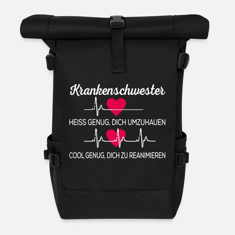 Krankenschwester - Rolltop Rucksack - Schwarz