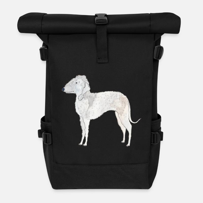 Bedlington Terrier - Roll Top Backpack - black