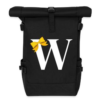 Buchstabe mit gelber Schleife - Rolltop Rucksack - Schwarz - Vorne