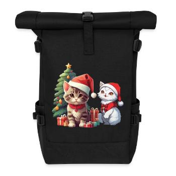 Christmas Weihnachten Katze Katzen Nikolaus Xmas - Rolltop Rucksack - Schwarz - Vorne