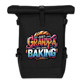 Grandpa is a baker, our grandpa likes to bake - Roll Top Backpack - black - Front
