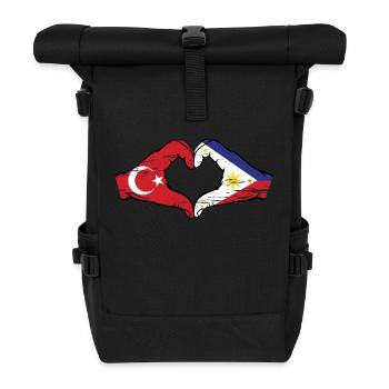 Turquie Philippines Drapeau Mains Coeur Forme Utilisé - Sac à dos roll top - noir - Devant