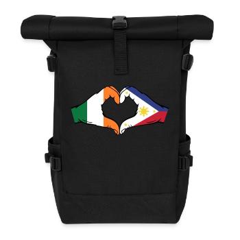 Irland Philippinen Flagge Hände Herzform - Rolltop Rucksack - Schwarz - Vorne