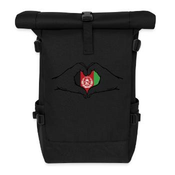 Afghanistan Flagge Hände Herzform - Rolltop Rucksack - Schwarz - Vorne