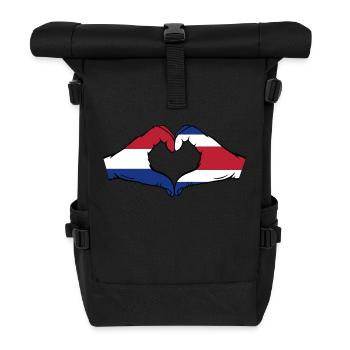 Holland Costa Rica Flag Hands Heart Shape - Roll Top Backpack - black - Front