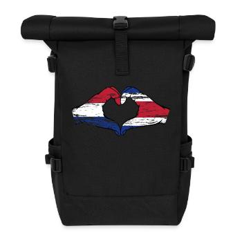 Hollande Costa Rica drapeau mains forme de coeur utilisé - Sac à dos roll top - noir - Devant