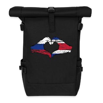 Russie Costa Rica drapeau mains forme de coeur utilisé - Sac à dos roll top - noir - Devant