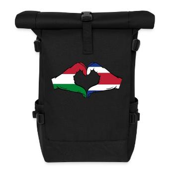 Hungary Costa Rica Flag Hands Heart Shape - Roll Top Backpack - black - Front