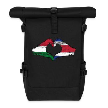 Hongrie Costa Rica drapeau mains forme de coeur utilisé - Sac à dos roll top - noir - Devant