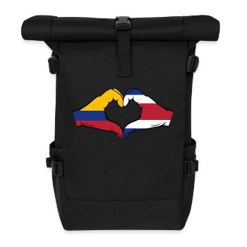Colombie Costa Rica Drapeau Mains Coeur Forme - Sac à dos roll top - noir - Devant