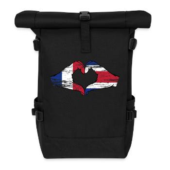 France Costa Rica drapeau mains forme coeur utilisé - Sac à dos roll top - noir - Devant