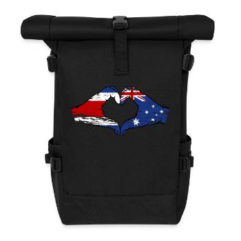 Costa Rica Australia Flag Hands Heart Shape Used - Roll Top Backpack - black - Front