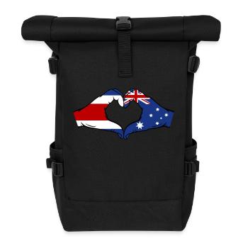 Costa Rica Australia Flag Hands Heart Shape - Roll Top Backpack - black - Front