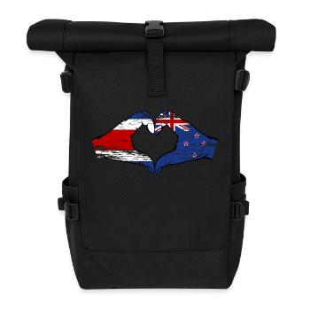 Costa Rica Nouvelle-Zélande drapeau mains forme coeur utilisé - Sac à dos roll top - noir - Devant