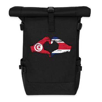 Tunisie Costa Rica drapeau mains forme coeur utilisé - Sac à dos roll top - noir - Devant