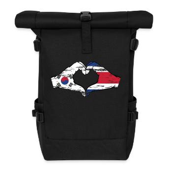 Corée du Sud Costa Rica drapeau mains forme de coeur utilisé - Sac à dos roll top - noir - Devant