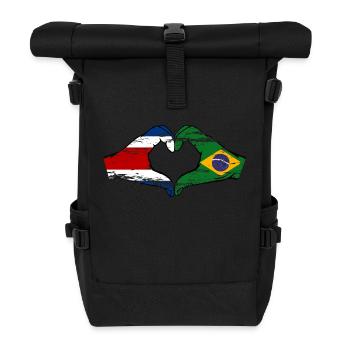 Costa Rica Brésil Drapeau Mains Coeur Forme Utilisé - Sac à dos roll top - noir - Devant