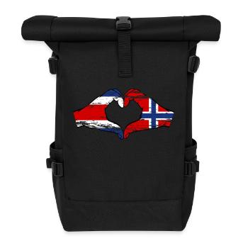 Costa Rica Norway flag hands heart shape used - Roll Top Backpack - black - Front