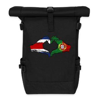 Costa Rica Portugal Drapeau Mains Coeur Forme Utilisé - Sac à dos roll top - noir - Devant
