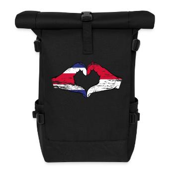 Costa Rica Indonesien Flagge Hände Herzform - Rolltop Rucksack - Schwarz - Vorne