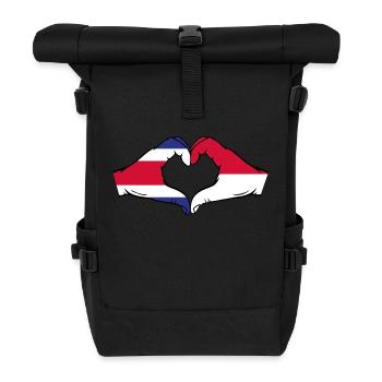 Costa Rica Indonesien Flagge Hände Herzform used - Rolltop Rucksack - Schwarz - Vorne