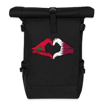 Aiguilles drapeau du Maroc Qatar forme de coeur utilisé - Sac à dos roll top - noir - Devant