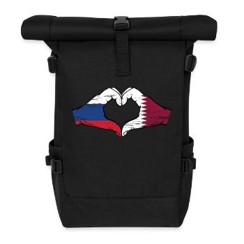 Drapeau de la Russie Qatar mains forme de coeur utilisé - Sac à dos roll top - noir - Devant