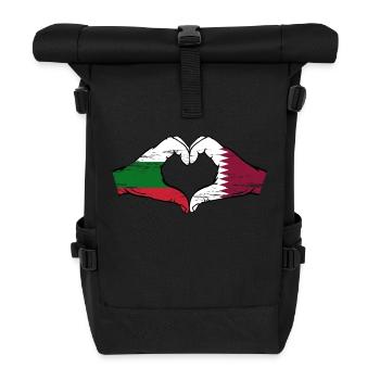 Bulgarie Qatar drapeau mains forme de coeur utilisé - Sac à dos roll top - noir - Devant