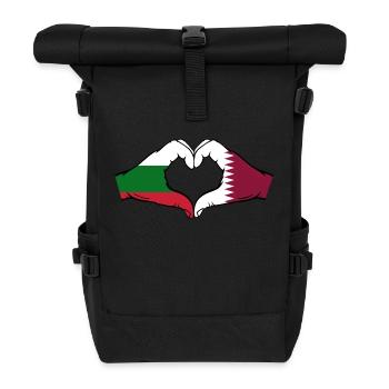 Bulgarien Katar Flagge Hände Herzform - Rolltop Rucksack - Schwarz - Vorne