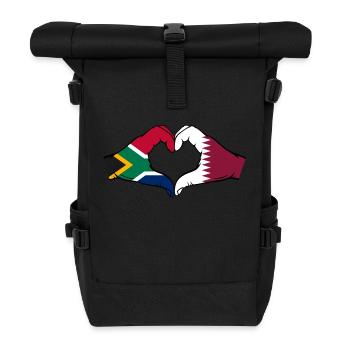 Afrique du Sud Qatar drapeau mains forme coeur - Sac à dos roll top - noir - Devant