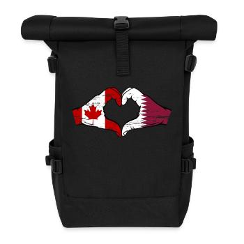 Drapeau du Canada Qatar mains forme de coeur utilisé - Sac à dos roll top - noir - Devant