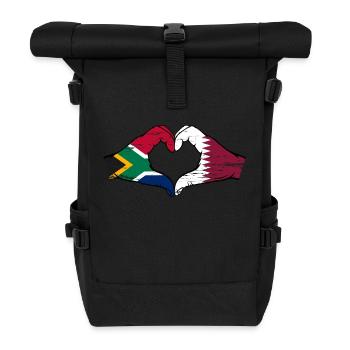 Afrique du Sud Drapeau Qatar mains forme de coeur utilisé - Sac à dos roll top - noir - Devant