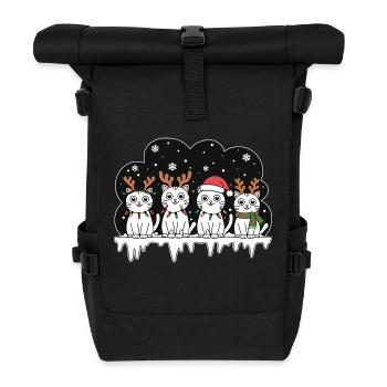 Four Cats Christmas Led Lights - Roll Top Backpack - black - Front