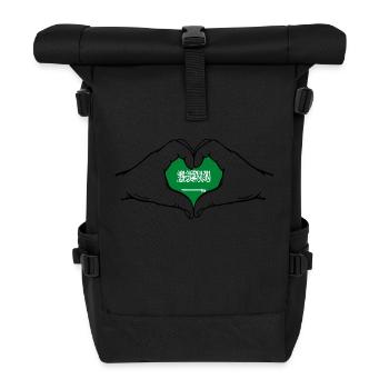 Saudi Arabia Flag Hands Heart Shape - Roll Top Backpack - black - Front