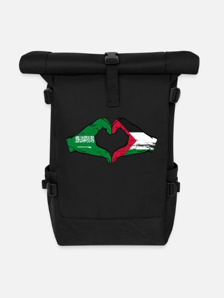 Arabie Saoudite Palestine Drapeau Mains Coeur Forme Utilisé - Sac à dos roll top - noir