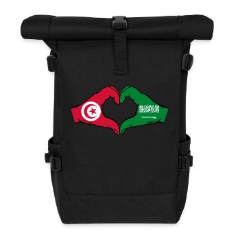 Tunisia Saudi Arabia Flag Hands Heart Shape - Roll Top Backpack - black - Front
