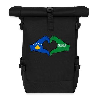 Kosovo Saudi Arabien Flagge Hände Herzform - Rolltop Rucksack - Schwarz - Vorne