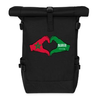 Morocco Saudi Arabia Flag Hands Heart Shape - Roll Top Backpack - black - Front