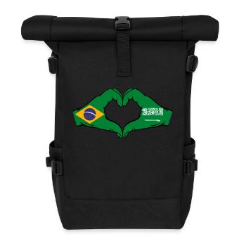 Brazil Saudi Arabia Flag Hands Heart Shape - Roll Top Backpack - black - Front