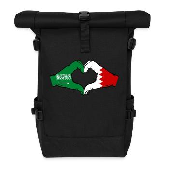 Saudi Arabia Bahrain Flag Hands Heart Shape - Roll Top Backpack - black - Front